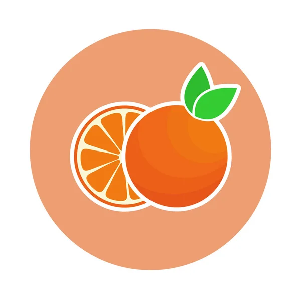 Pegatina Naranja Ilustración Vectorial Dibujos Animados Estilo Plano — Vector de stock