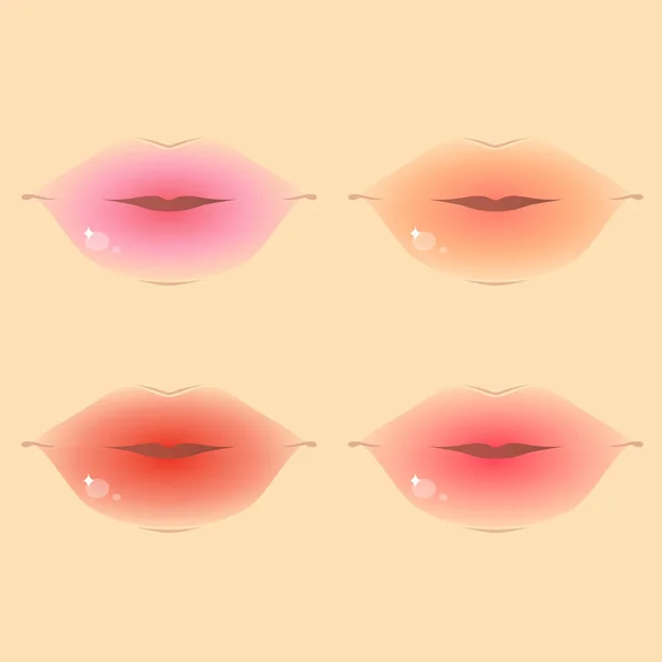 Labios Ombre Estilo Coreano Con Efecto Degradado Conjunto Vectores — Archivo Imágenes Vectoriales