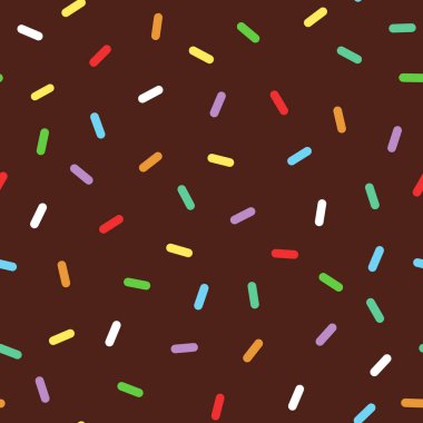 Çikolata sır gökkuşağı ile sprinkles. Sorunsuz vektör desen