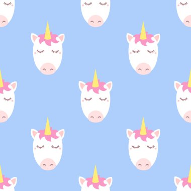 Uykulu tek boynuzlu at. Düz stil sorunsuz vektör desen