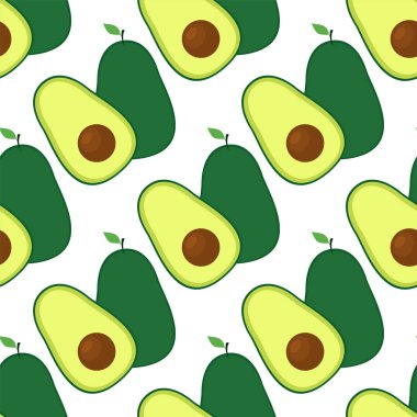 Avokado. Beyaz arka plan üzerinde sorunsuz vektör şekli