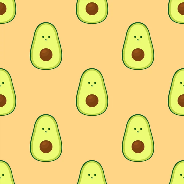 Avocado Seamless Vector Pattern Cartoon Style — Stock Vector
