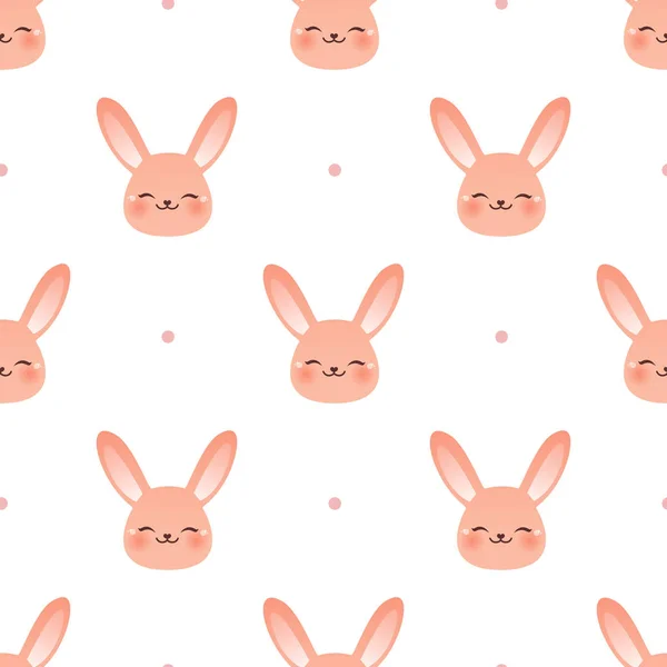 Happy Rabbit Seamless Vector Illustration Dots — Stock Vector