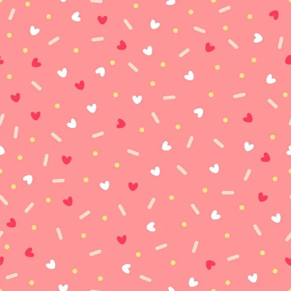 Des Confettis Avec Des Cœurs Modèle Vectoriel Sans Couture Sur — Image vectorielle