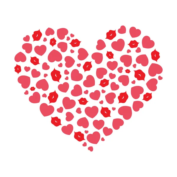 Kalp Kalp Dudak Beyaz Arka Plan Üzerinde Izole Vektör Çizim — Stok Vektör
