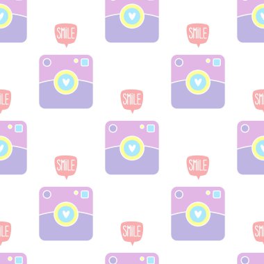 Polaroid fotoğraf makinesi. Beyaz arka plan üzerinde sorunsuz vektör şekli