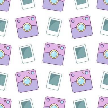 Polaroid fotoğraf makinesi. Beyaz arka plan üzerinde sorunsuz vektör şekli