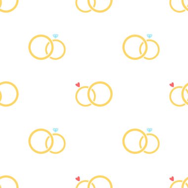 Nikah yüzükleri. Beyaz arka plan üzerinde sorunsuz vektör şekli