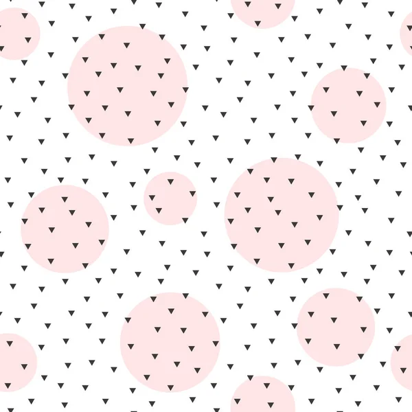 Abstract Pattern Black Triangles Pink Dots Seamless Vector Background — Stock Vector