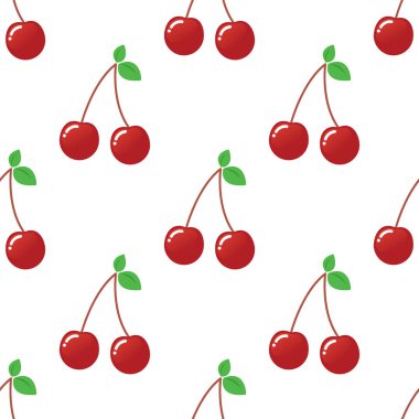 Çizgi film kiraz. Beyaz arka plan üzerinde sorunsuz vektör şekli