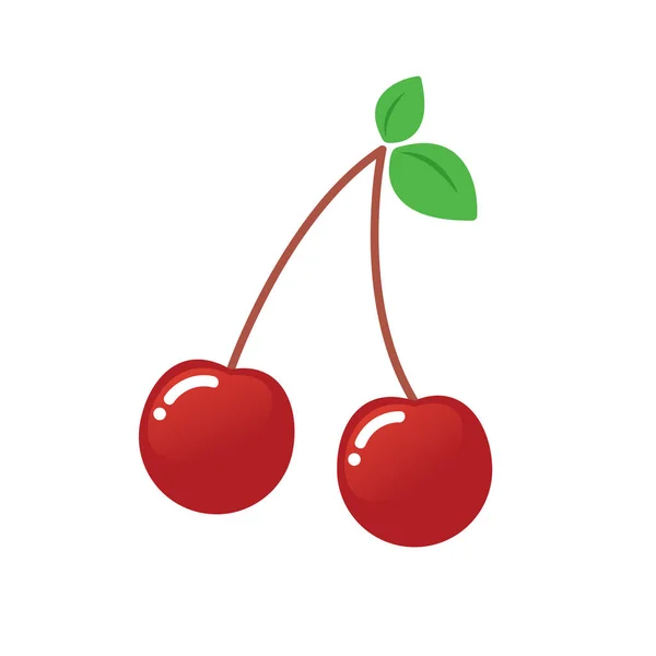 Kreslený Cherry Vektorové Ilustrace Izolované Bílém Pozadí — Stockový vektor