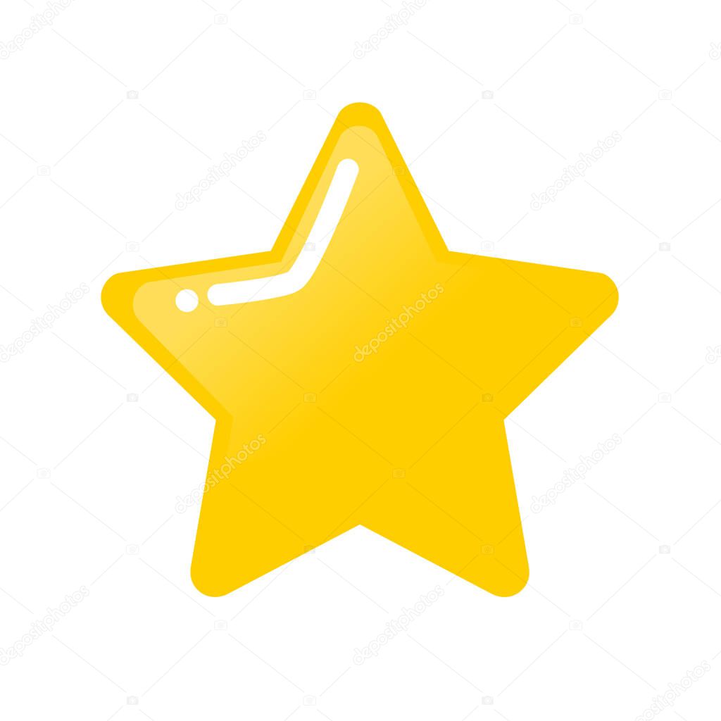 Cartoon golden star. Vector illustration isolated on white background