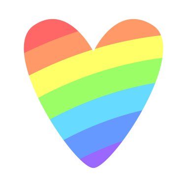 Gökkuşağı kalp. Beyaz arka plan üzerinde izole vektör çizim