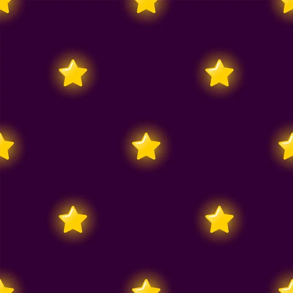 Cartoon Glödande Stjärnor Sömlös Vektor Mönster — Stock vektor