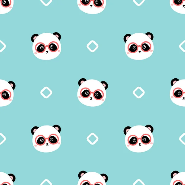 Rajzfilm Panda Szemüveg Varrat Nélküli Vektoros Mintát — Stock Vector