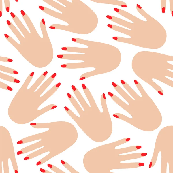 Kadın Eller Düz Stil Sorunsuz Vektör Desen — Stok Vektör