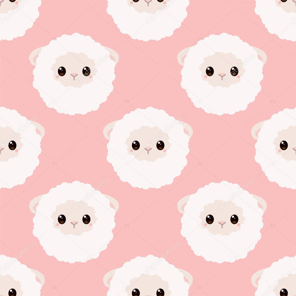 Cute little sheep. Cartoon vector illustration. Flat style
