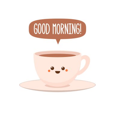 Günaydın gülümseme ile çay fincan