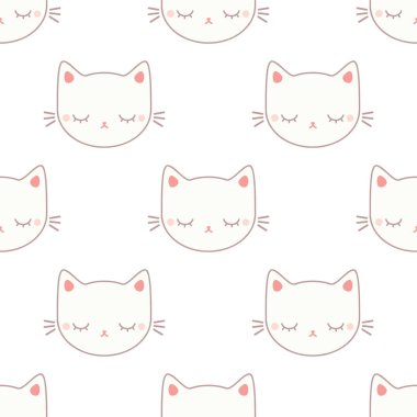 Sevimli uykulu kediler. Karikatür vektör Dikişsiz desen