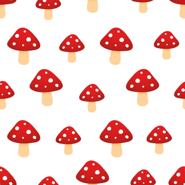 Amanita. Dikişsiz vektör deseni. Düz tarzda Illustration
