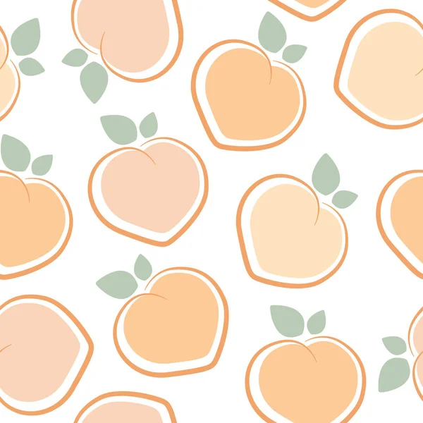 Peach seamless vector pattern on white background — Stock Vector