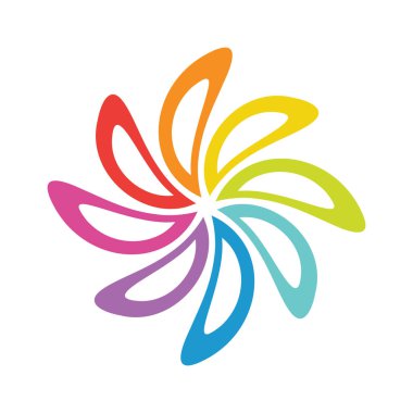 Soyut gökkuşağı çiçeği. Beyaz arka planda yalıtılmış vektör simgesi