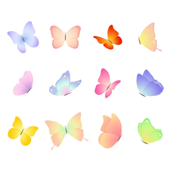 Des papillons. Ensemble vectoriel isolé sur fond blanc — Image vectorielle
