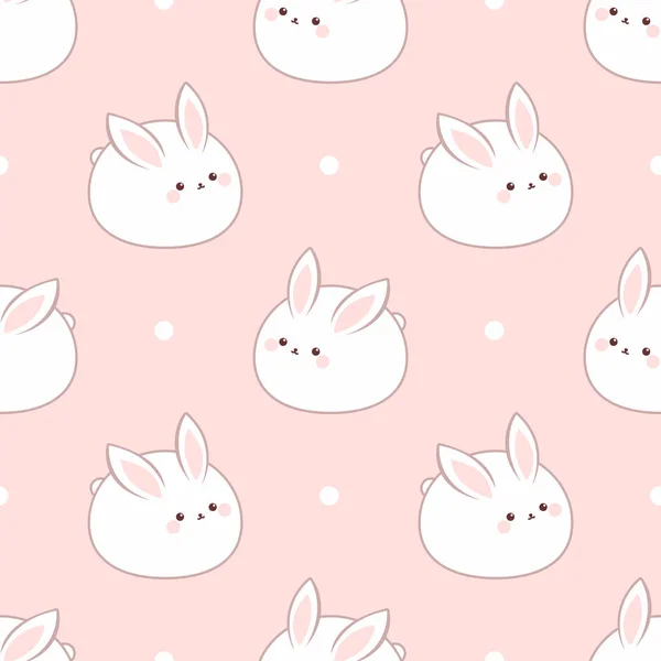 Cute fat rabbit pattern with dots — Stock Vector
