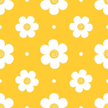 Sarı arka planda papatya deseni