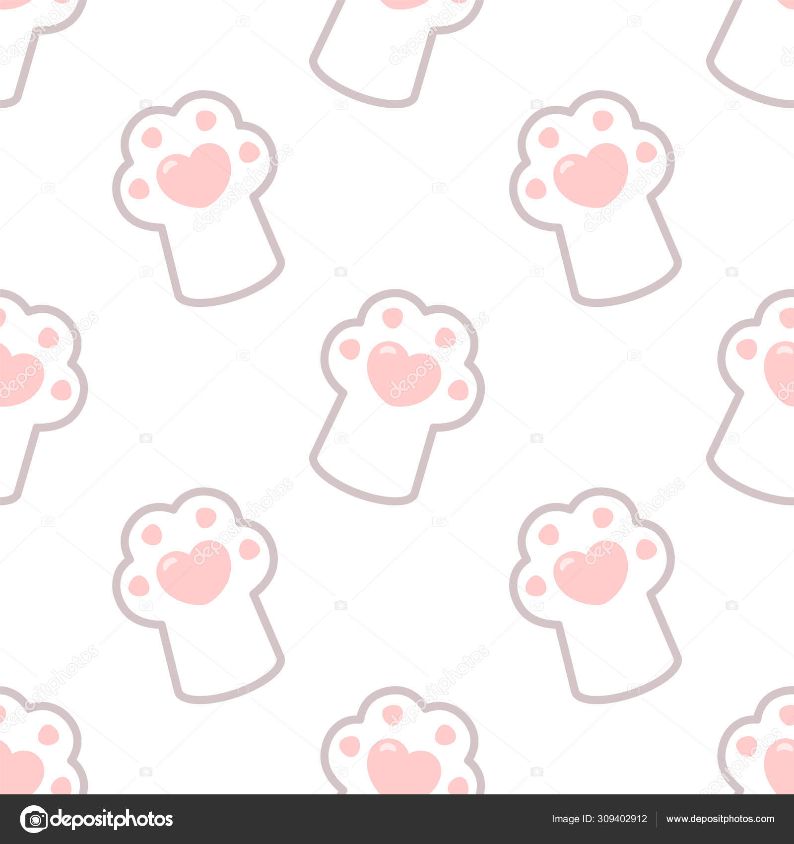 Cute cat paw pattern Stock Vector Image by ©El4anes #309402912