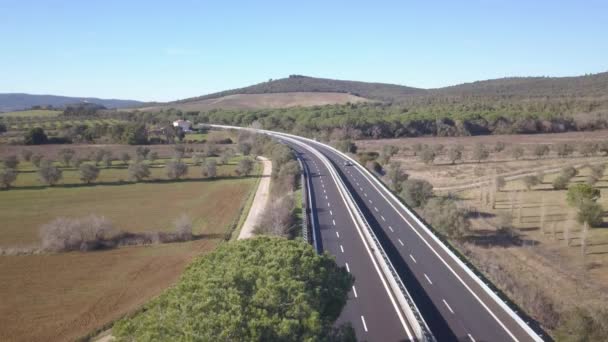 Coches Que Mueven Por Carretera Toscana — Vídeo de stock