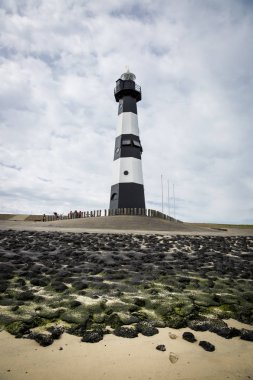 Siyah beyaz çizgili deniz feneri, Breskens, Hollanda