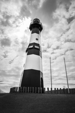 Siyah beyaz çizgili deniz feneri, Breskens, Hollanda
