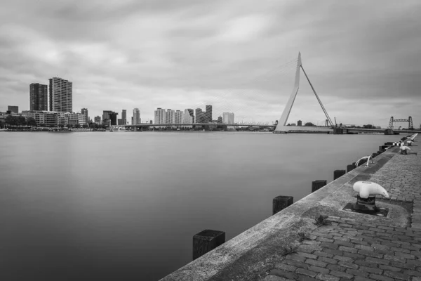 Rotterdam Landschap Met Uitzicht Vanaf Kop Van Zuid Erasmus Brug — Stockfoto