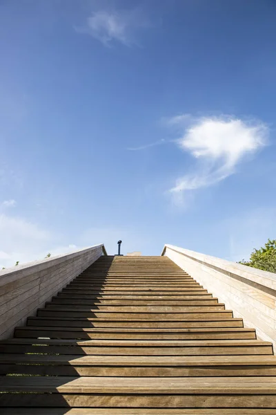 Wooden Staircase Leading Cloud — Stock Photo, Image