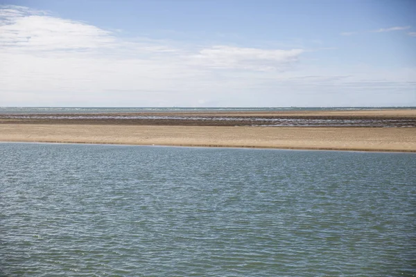 Maritiem Kustlandschap Met Water Zandbank Witte Wolk Monding Van Garonne — Stockfoto