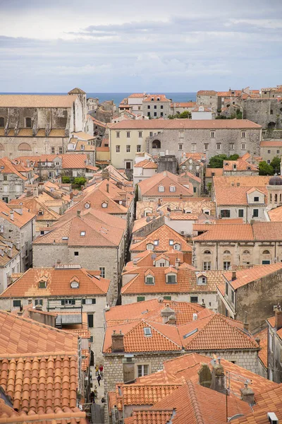 Uitzicht Oranje Daken Van Oude Binnenstad Van Dubrovnik Van Oude — Stockfoto