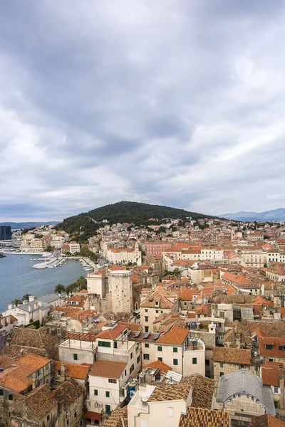 Historische Split Daken Panoramisch Uitzicht Dalmatië Kroatië — Stockfoto