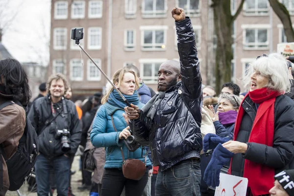 Amsterdam Paesi Bassi Febbraio 2016 Manifestazione Multiculturale Contro Islamizzazione Dell — Foto Stock