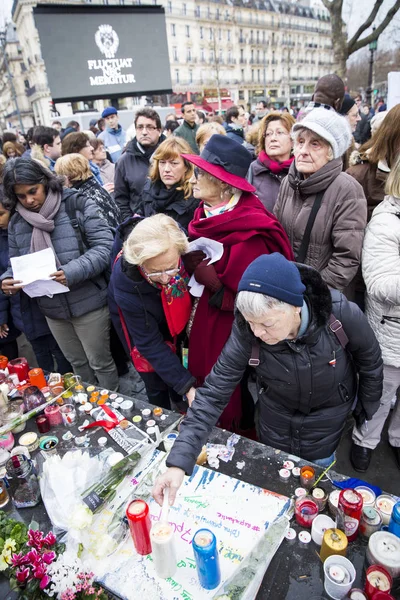 París Francia Enero 2016 Ceremonia Para Conmemorar Las Víctimas Del — Foto de Stock