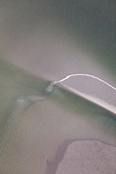Aerial View Mudflat Coastline Low Tide Water Winding Mud Sand — Stock Photo, Image
