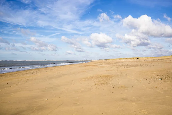 Sandy Beach Vendee France Blue Sky White Clouds — Stock Photo, Image