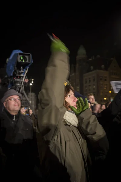 Amsterdam Países Bajos Enero 2015 Demonstation Solidaridad Con Ataque Contra — Foto de Stock