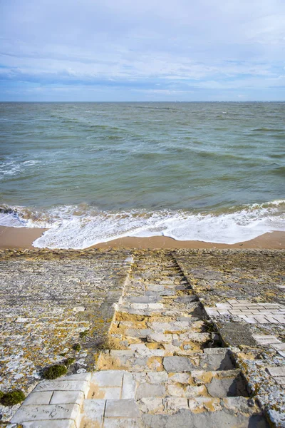 Kustzicht Aan Zee Bij Ile Frankrijk — Stockfoto