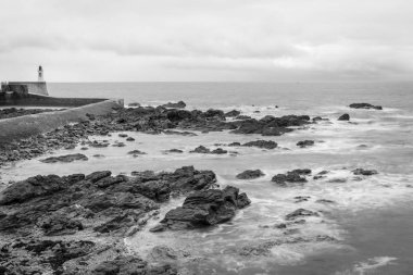 Kışın deniz manzarası, Les Sables D 'olonne, Vende, Fransa 