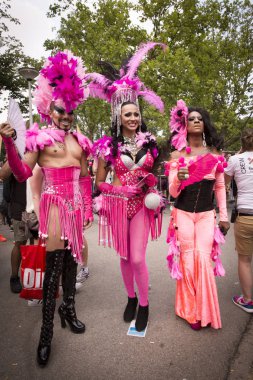 Amsterdam, Hollanda 23 Temmuz 2016: Pembe Cumartesi Gay Euro Pride kutlamaları Vondelpark