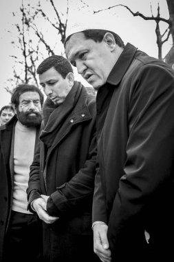 Paris, Fransa- 10 Ocak 2016: Place de la Repbublique, bombalı saldırı ve silahlı saldırı kurbanlarının anısına düzenlenen tören, Charlie Hebdo terör saldırısı ve 
