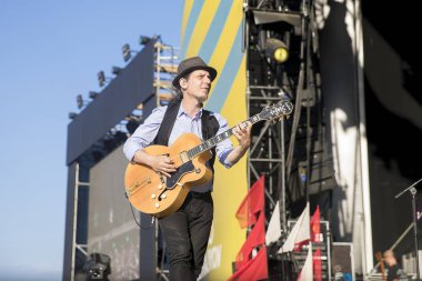 Nyon, İsviçre - 20 Temmuz 2017: Fransız ska grubu Tryo'nun Paleo Festivali'nde konseri