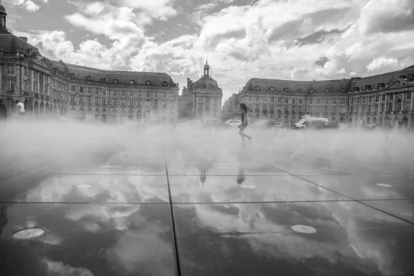 Bordeaux Francia Abril 2015 Miroir Deau Espejo Agua Cerca Place — Foto de Stock