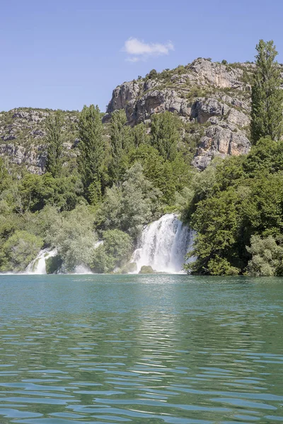 Güzel Doğanın Manzara Görünümü Şelale Krka Milli Parkı Coatia — Stok fotoğraf
